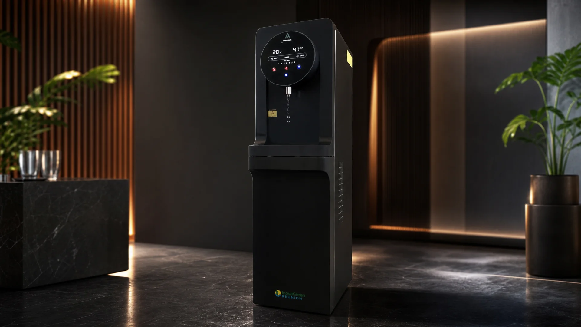 Fontaine atmosphérique SOLIDAIR 20L InovaGreen produisant une eau potable à partir de l'air